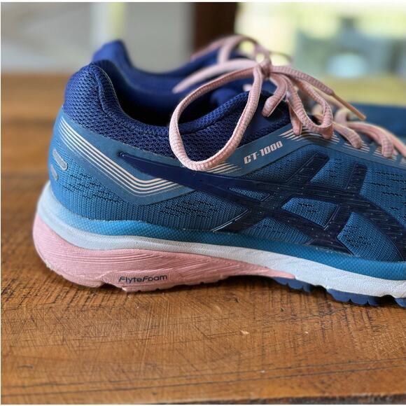Womens ASICS GT-1000 7 Running Shoes Sneakers Pink Azure Blue Size 9 - Picture 2 of 11